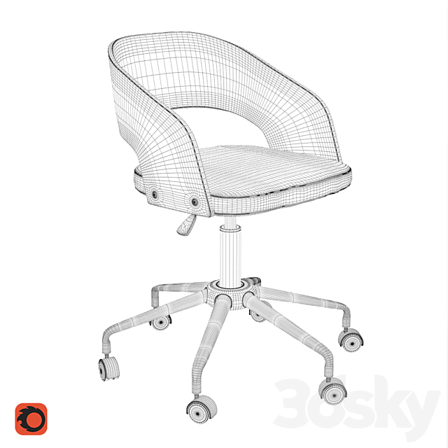 Office chair La Redoute FLOKI 3DSMax File - thumbnail 3