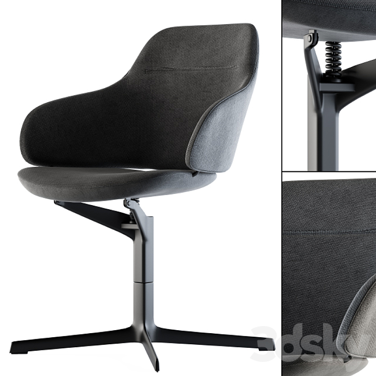 Office Chair Modern Fabric 3DS Max - thumbnail 2