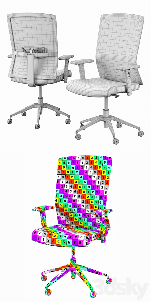 Office chair Stilo 3DS Max Model - thumbnail 3