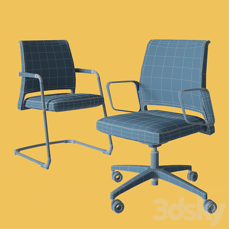 Office chair VINTAGEis5 11V7 and Chair VINTAGEis5 56V7 3DS Max - thumbnail 2