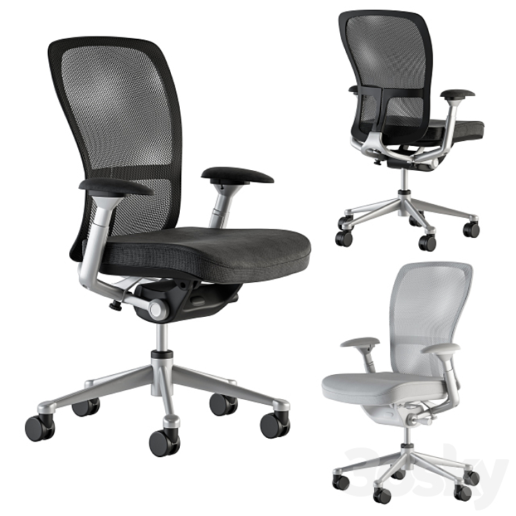 Office Chair Zody Black and White 3DS Max - thumbnail 2