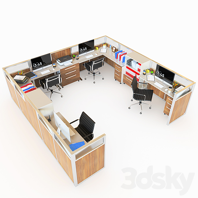 Office Cubicle With Seperator Walls – 2 3ds Max - thumbnail 1