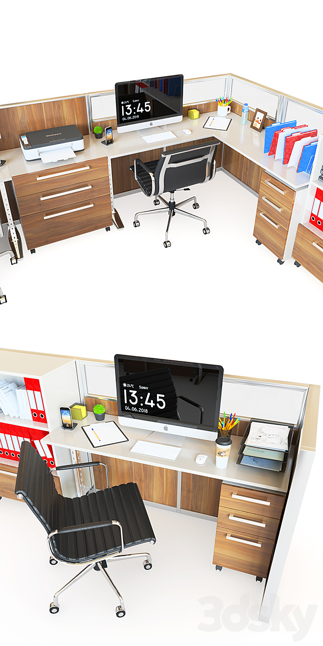 Office Cubicle With Seperator Walls – 2 3ds Max - thumbnail 2