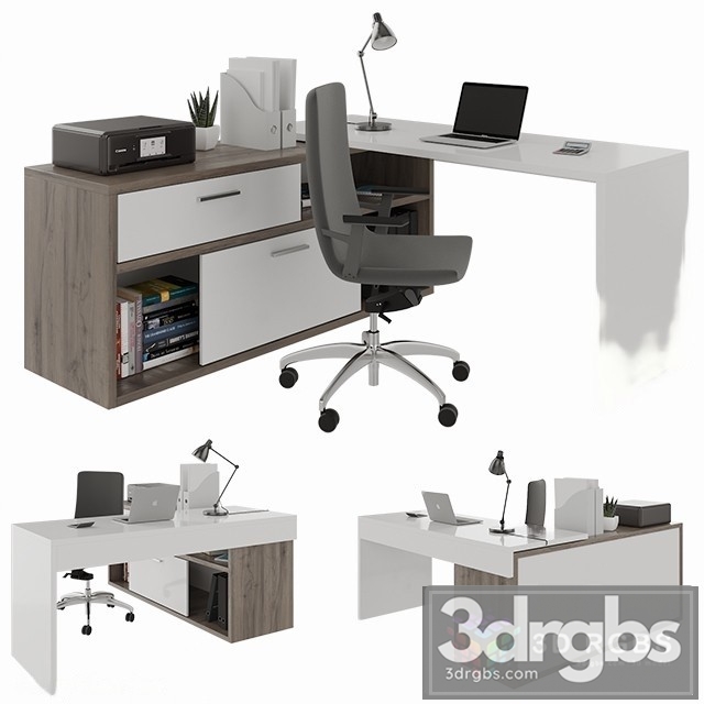 Office Desk With Decors 3dsmax Download - thumbnail 1