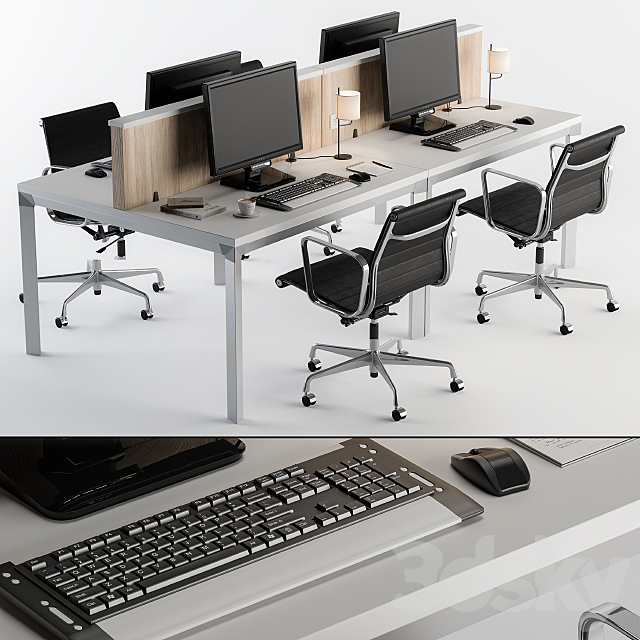 Office Furniture Composite 3DS Max Model - thumbnail 2