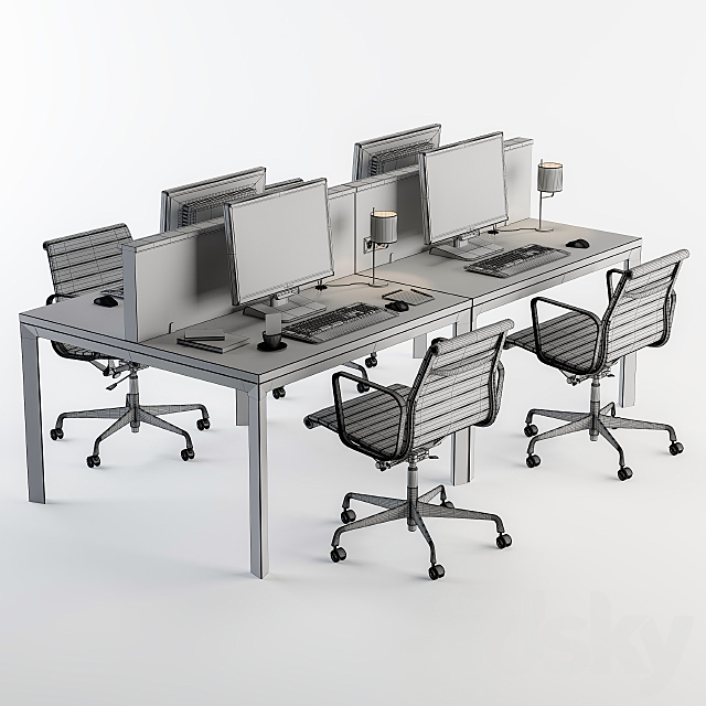 Office Furniture Composite 3DS Max Model - thumbnail 3