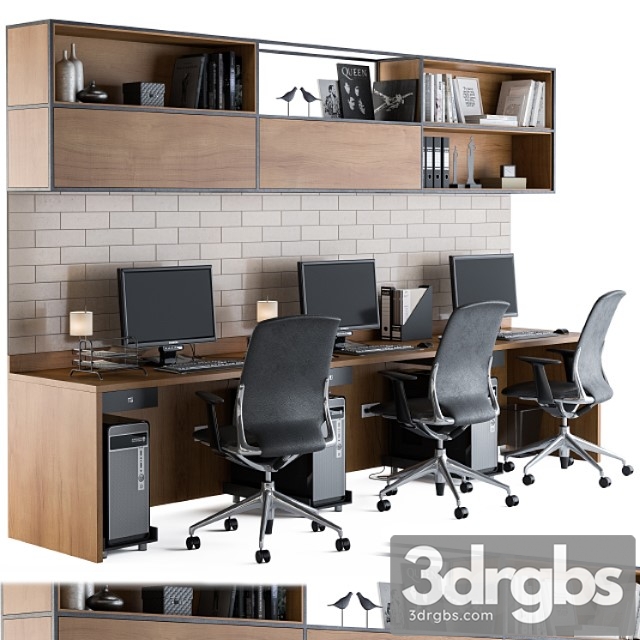 Office furniture – employee set 05 2 3dsmax Download - thumbnail 1