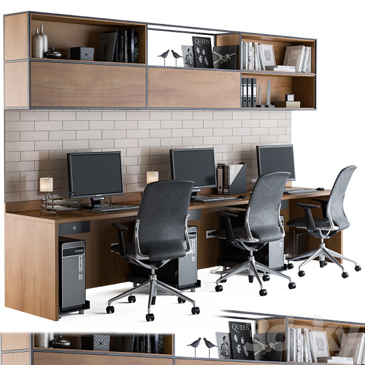 Office Furniture – employee Set 05 3DS Max - thumbnail 1