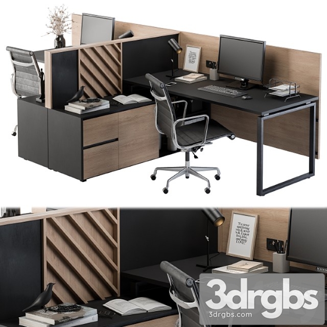 Office furniture – employee set 06 2 3dsmax Download - thumbnail 1