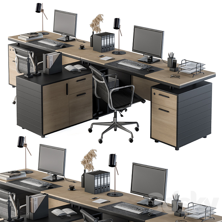 Office Furniture – employee Set 10 3DS Max - thumbnail 1