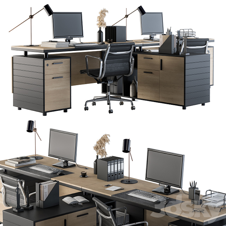 Office Furniture – employee Set 10 3DS Max - thumbnail 2