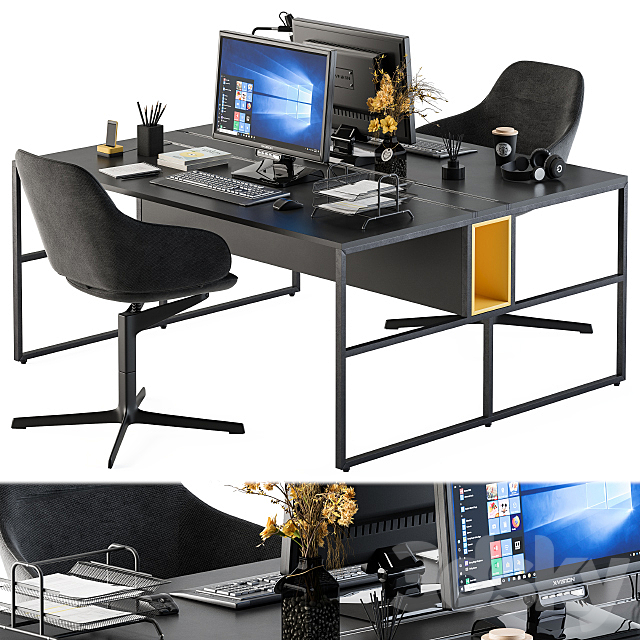 Office Furniture – employee Set 12 3DSMax File - thumbnail 1