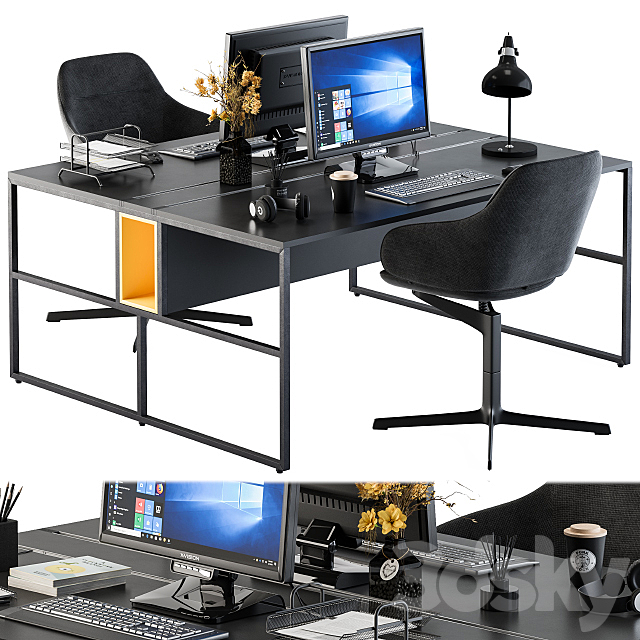 Office Furniture – employee Set 12 3DSMax File - thumbnail 2