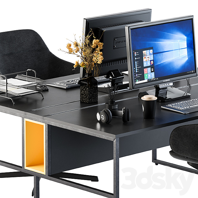 Office Furniture – employee Set 12 3DSMax File - thumbnail 4