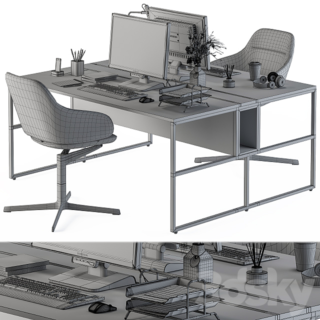 Office Furniture – employee Set 12 3DSMax File - thumbnail 5