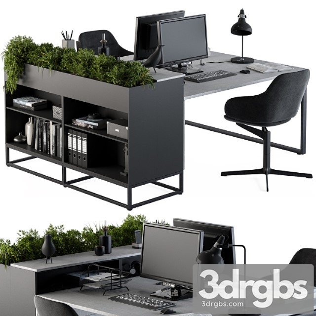 Office furniture – employee set 15 2 3dsmax Download - thumbnail 1