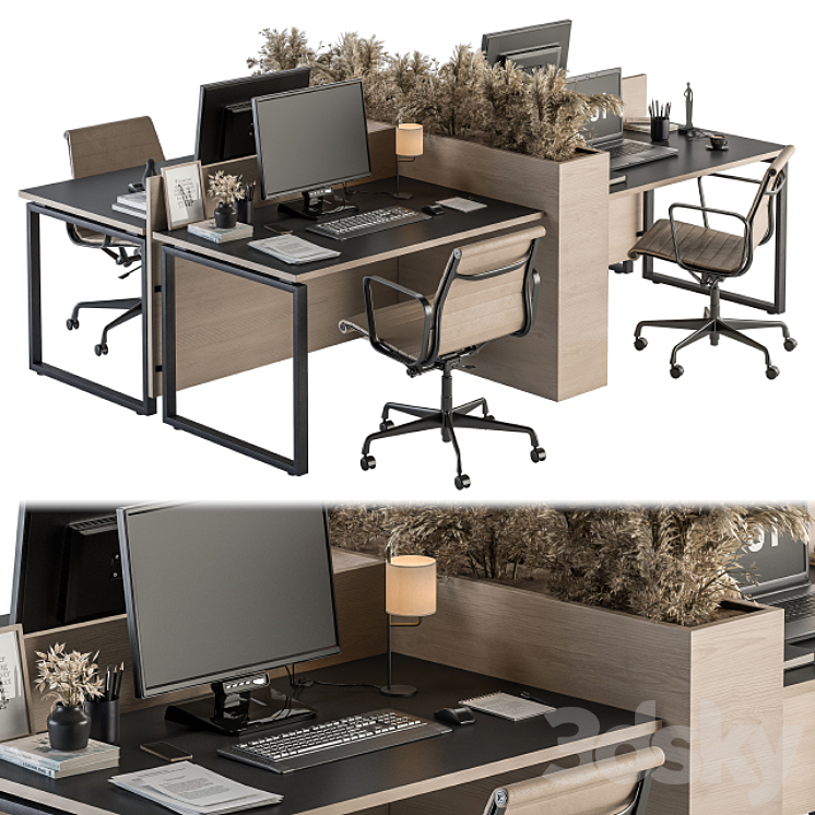 Office Furniture – employee Set 20 3DS Max Model - thumbnail 1