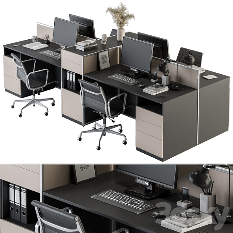 Office Furniture – employee Set 22 3DS Max - thumbnail 1