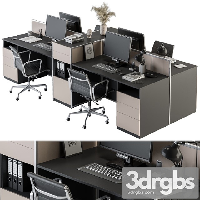 Office Furniture Employee Set 22 3dsmax Download - thumbnail 1