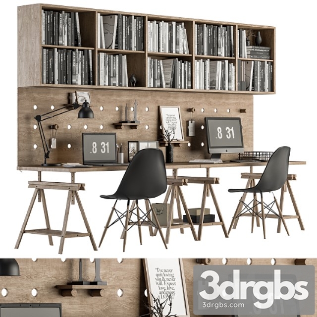 Office Furniture Employee Set 27 1 3dsmax Download - thumbnail 1