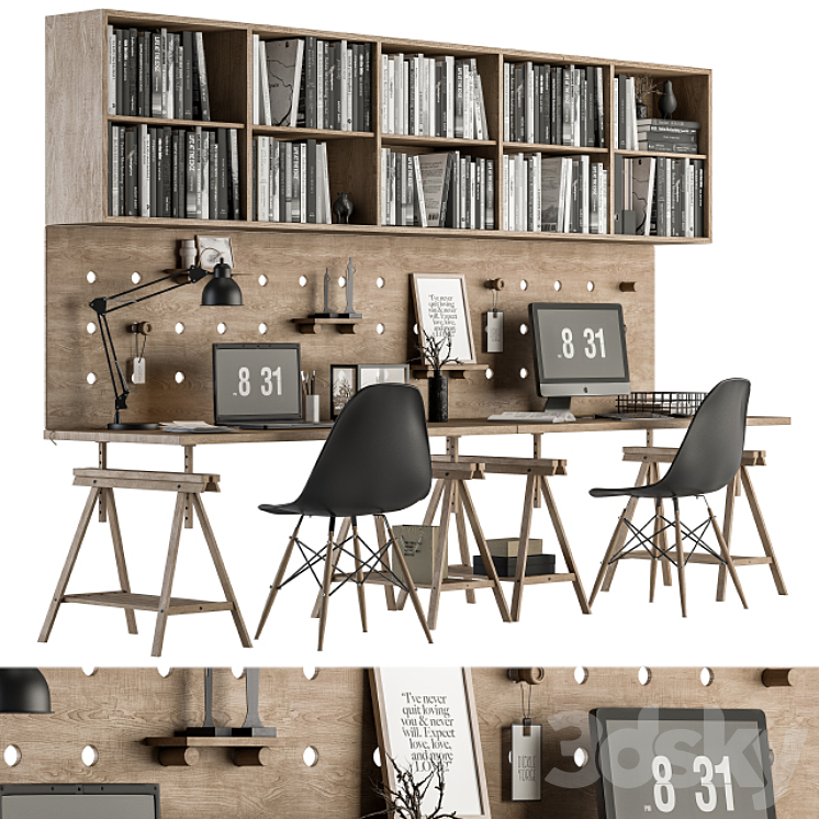 Office Furniture – employee Set 27 3DS Max Model - thumbnail 1