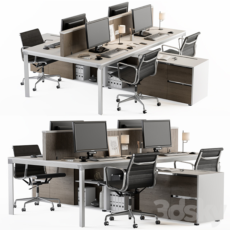 Office Furniture Employee Set 3DS Max - thumbnail 1