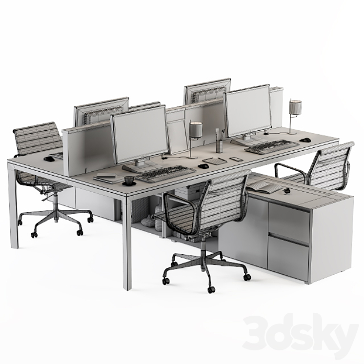 Office Furniture Employee Set 3DS Max - thumbnail 2