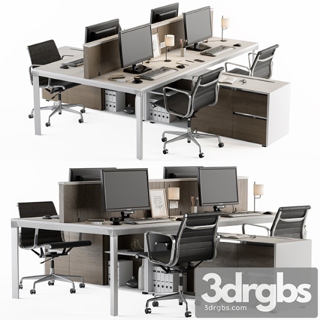 Office Furniture Employee Set 3dsmax Download - thumbnail 1