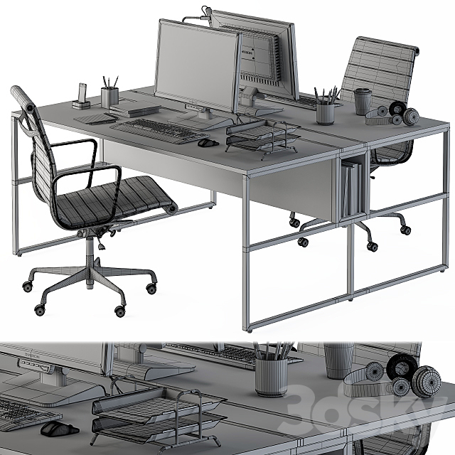 Office Furniture Employee Set Black 3DSMax File - thumbnail 5