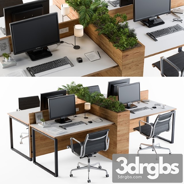 Office furniture flower box 2 3dsmax Download - thumbnail 1