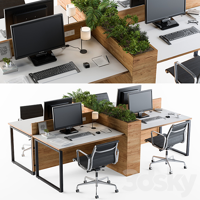 Office Furniture Flower Box 3DSMax File - thumbnail 1