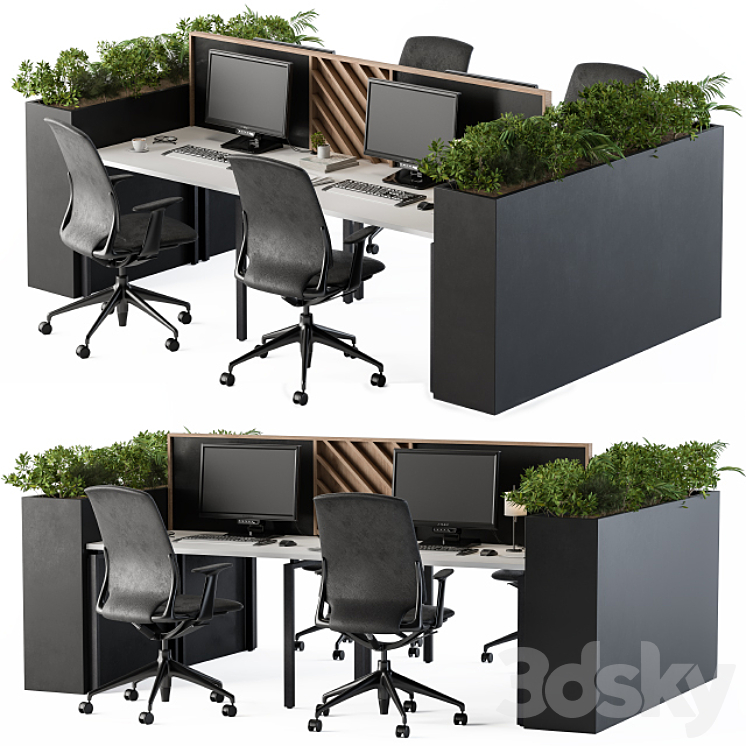 Office Furniture Flower Box Black 3DS Max - thumbnail 1