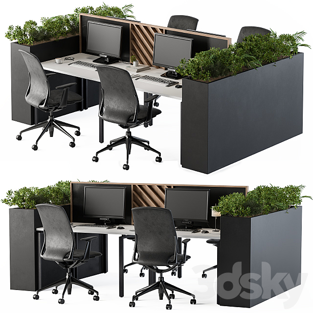 Office Furniture Flower Box Black 3DSMax File - thumbnail 1