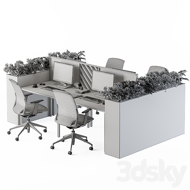 Office Furniture Flower Box Black 3DSMax File - thumbnail 3