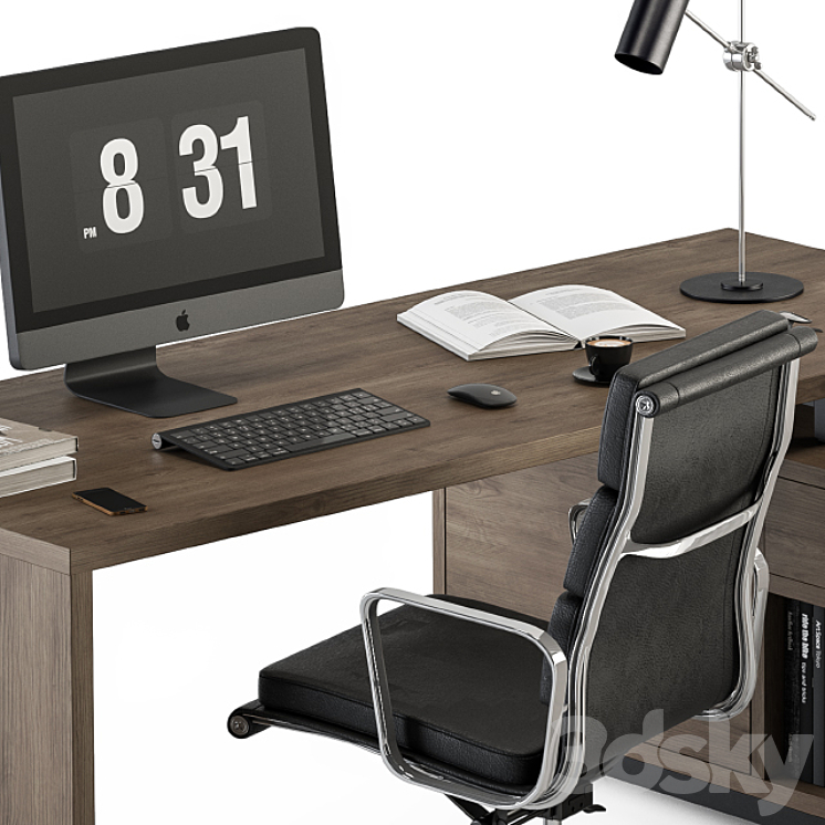 Office Furniture L Type Desk – Manager Set 30 3DS Max - thumbnail 2