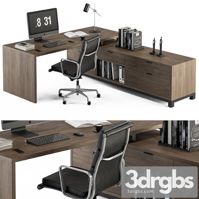 Office Furniture L Type Desk Manager Set 30 3dsmax Download - thumbnail 1