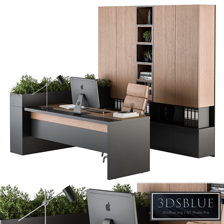 Office Furniture L Type wardrobe – Manager Set 32 3DS Max - thumbnail 3