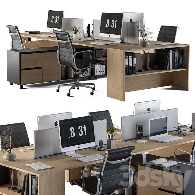 Office Furniture Manager Set Wooden 3DSMax File - thumbnail 1