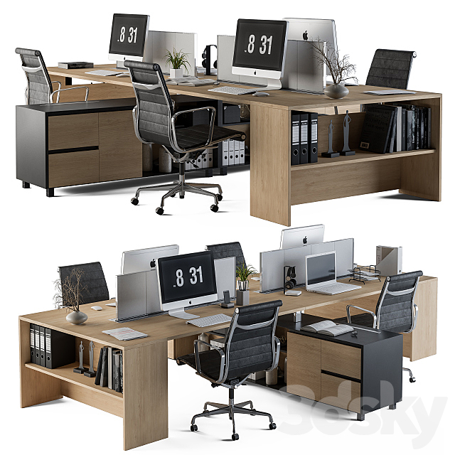 Office Furniture Manager Set Wooden 3DSMax File - thumbnail 2