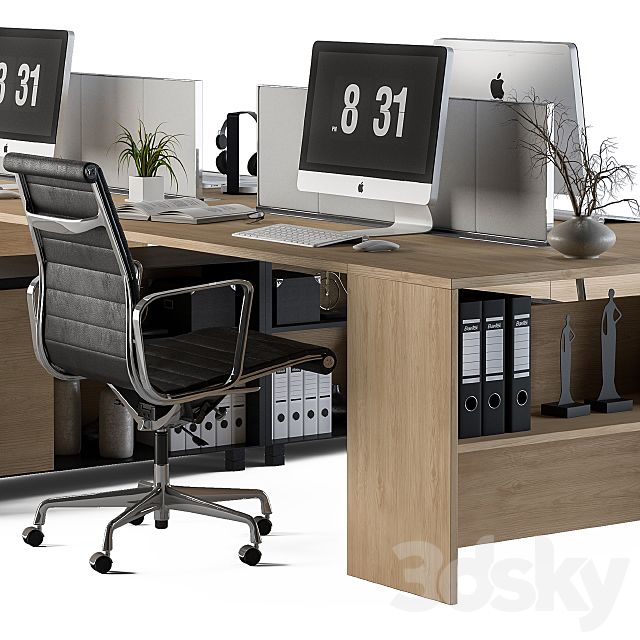 Office Furniture Manager Set Wooden 3DSMax File - thumbnail 3