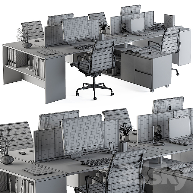 Office Furniture Manager Set Wooden 3DSMax File - thumbnail 5