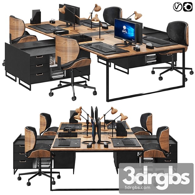 Office furniture set 02 2 3dsmax Download - thumbnail 1