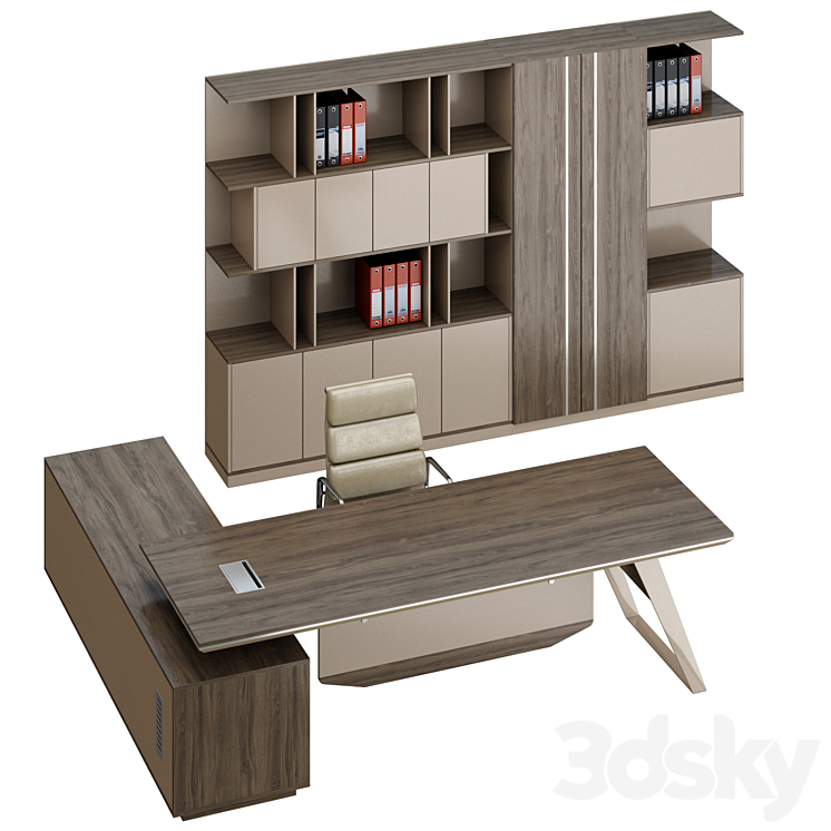 Office furniture set 3DS Max Model - thumbnail 1