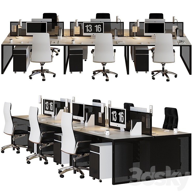 office furniture set 3DS Max - thumbnail 1