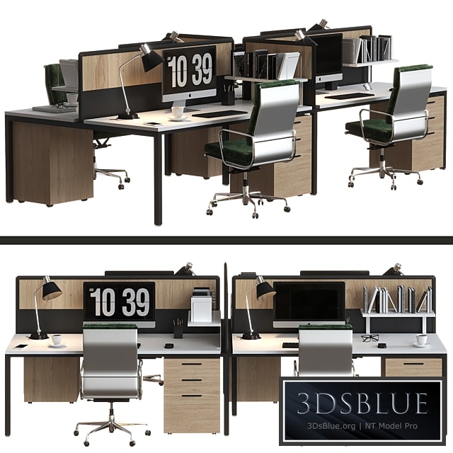 office furniture set modern 3DS Max - thumbnail 3