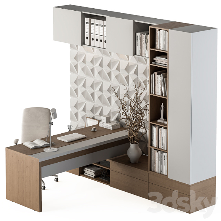 Office Furniture T Type Desk – Manager Set 29 3DS Max - thumbnail 1