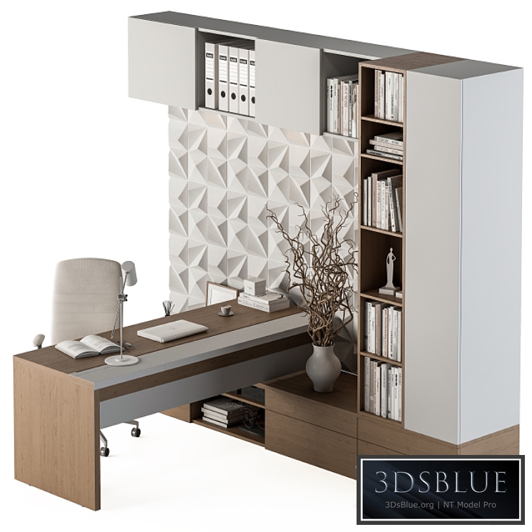 Office Furniture T Type Desk – Manager Set 29 3DS Max - thumbnail 3