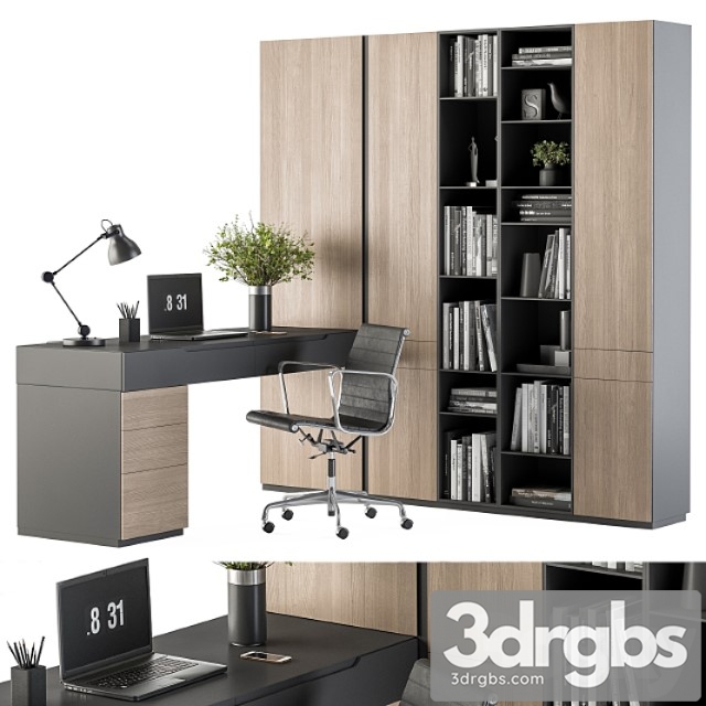 Office furniture wardrobe and table – home office 36 2 3dsmax Download - thumbnail 1