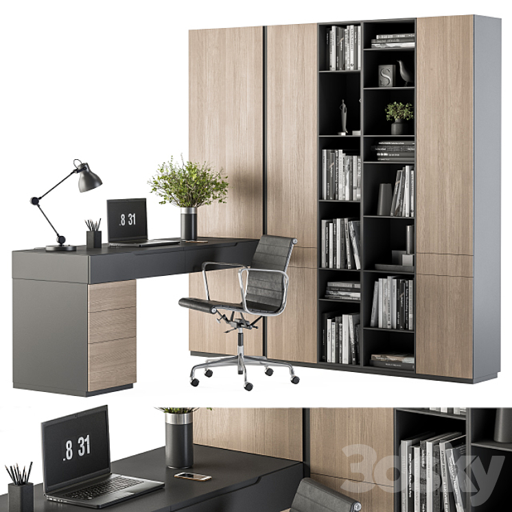 Office Furniture Wardrobe and Table – Home Office 36 3DS Max Model - thumbnail 1