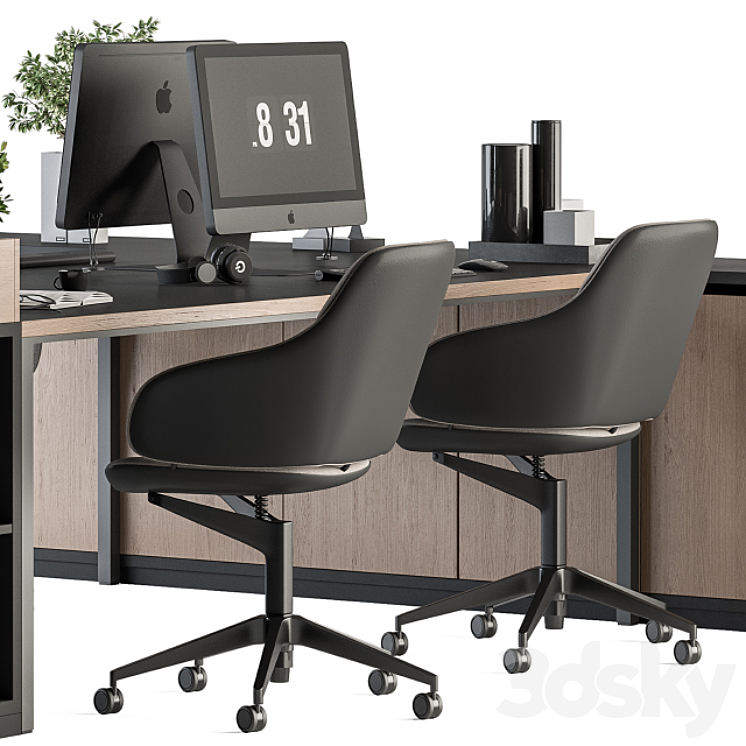 Office Furniture with Plant Box – employee Set 48 3DS Max Model - thumbnail 2